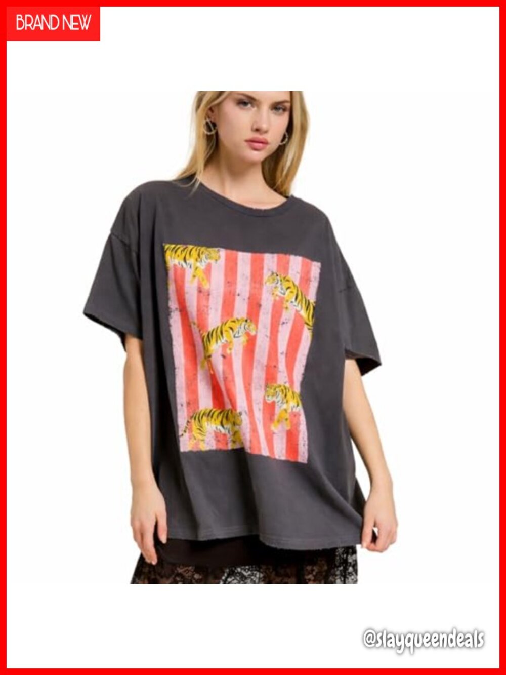 Vintage Tiger Graphic Oversized Tee Relaxed Streetwear Boyfriend Fit